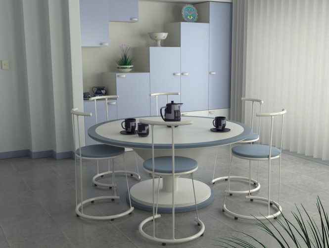 blue white dining room scheme 665x502 Chiêm ngắm vẻ đẹp lộng lẫy với phòng ăn mang tông màu trắng